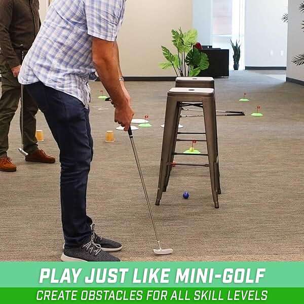 GoSports Pure Putt Challenge Mini Golf Game - Build Your Own Course at Home, The Office or On The Green - Includes 9 Holes, 4 Balls, Dry-Erase Scorecard, Tote Bag & Rules - Image 4
