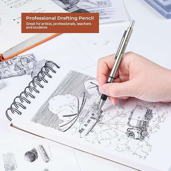 Nicpro 6PCS Art Mechanical Pencil Set, 3PCS Metal Drafting Pencil 0.5 mm & 0.7 mm & 0.9 mm & 3PCS 2mm Graphite Lead Holder (2B HB 2H) For Writing, Sketching Drawing With Lead Refills Case - Image 9