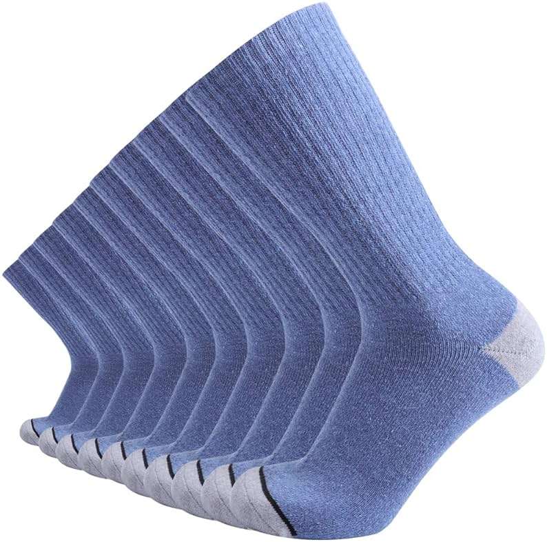 EnerWear 10P Pack Unisex Cotton Moisture Wicking Cushion Crew Socks - Image 1