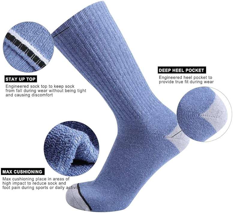 EnerWear 10P Pack Unisex Cotton Moisture Wicking Cushion Crew Socks - Image 2