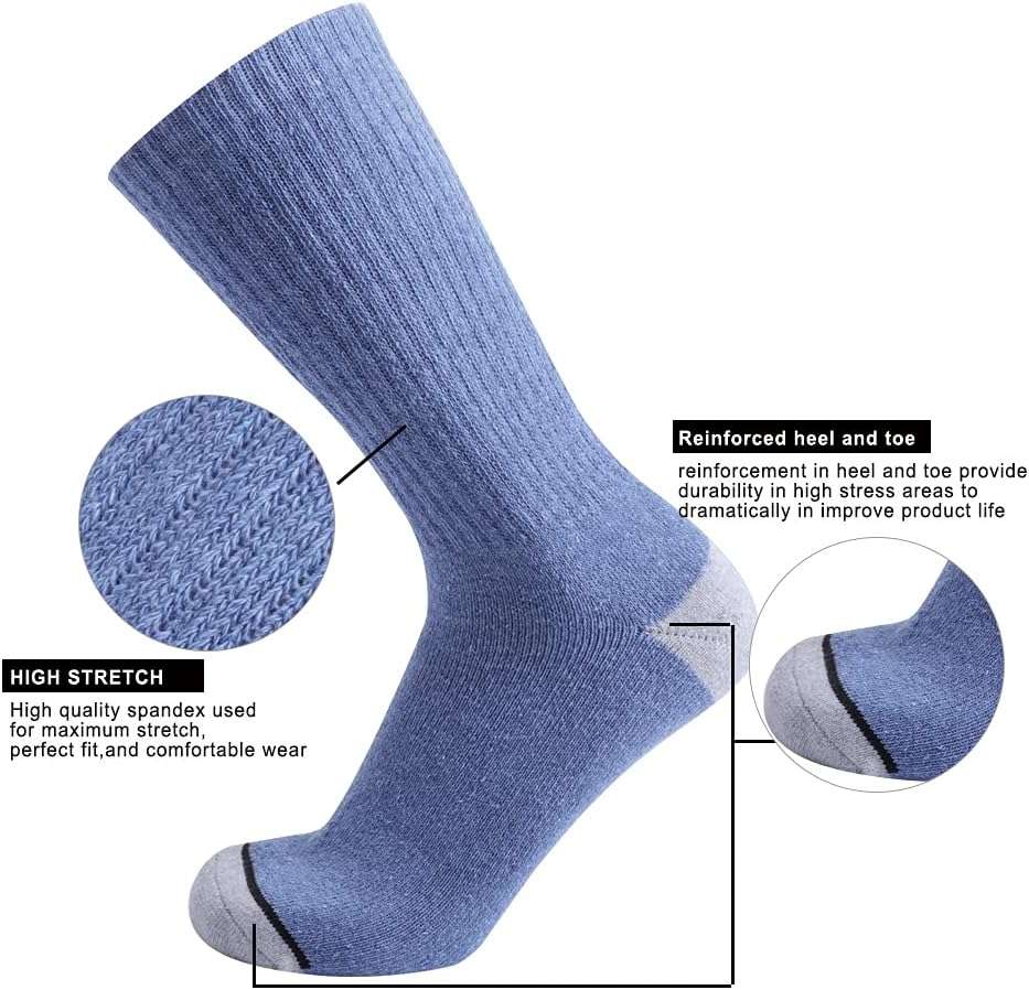 EnerWear 10P Pack Unisex Cotton Moisture Wicking Cushion Crew Socks - Image 3