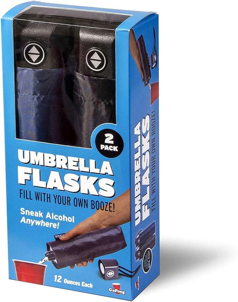 GoPong Rain or Shine Umbrella Flask 2 Pack (24 oz Total) - Hidden Alcohol Travel Flasks - Secret Liquor Containers for Theme Parks, Cruises, and Sports Events – Includes Funnel & Spout - Image 7