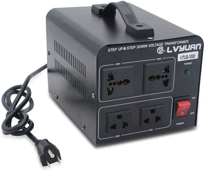 Cantonape Voltage Transformer Converter 1000 Watt Step Up/Down Convert from 110-120 Volt to 220-240 Volt and from 220-240 Volt to 110-120 Volt with 2 US Outlets, 2 Universal Outlets - Image 1