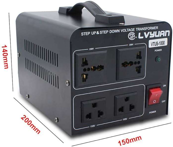 Cantonape Voltage Transformer Converter 1000 Watt Step Up/Down Convert from 110-120 Volt to 220-240 Volt and from 220-240 Volt to 110-120 Volt with 2 US Outlets, 2 Universal Outlets - Image 5