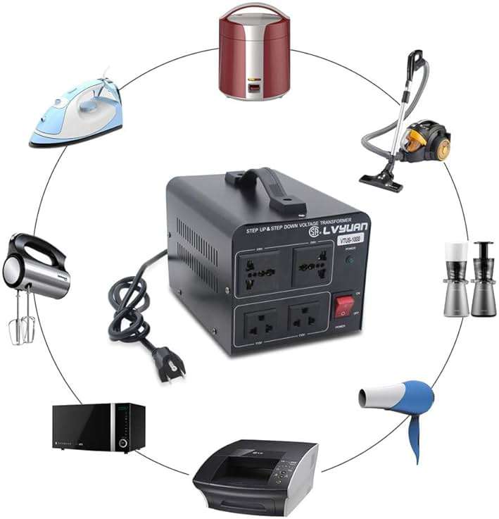 Cantonape Voltage Transformer Converter 1000 Watt Step Up/Down Convert from 110-120 Volt to 220-240 Volt and from 220-240 Volt to 110-120 Volt with 2 US Outlets, 2 Universal Outlets - Image 6