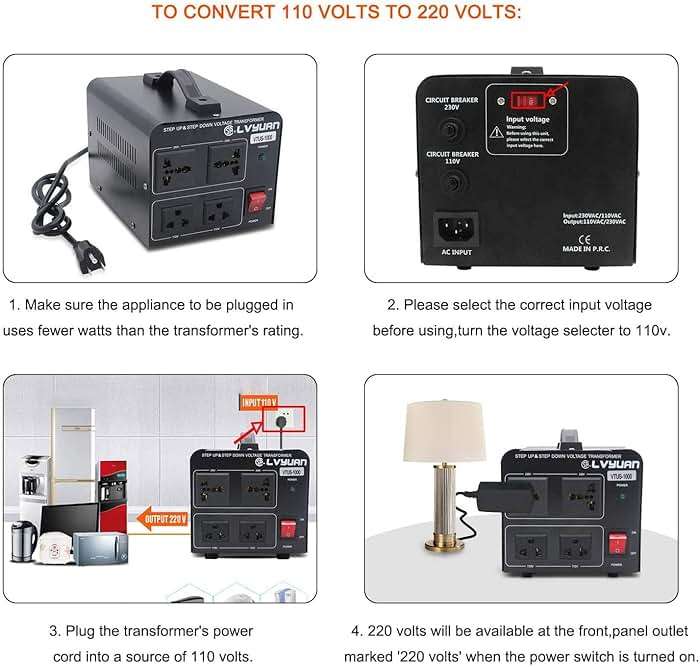 Cantonape Voltage Transformer Converter 1000 Watt Step Up/Down Convert from 110-120 Volt to 220-240 Volt and from 220-240 Volt to 110-120 Volt with 2 US Outlets, 2 Universal Outlets - Image 7