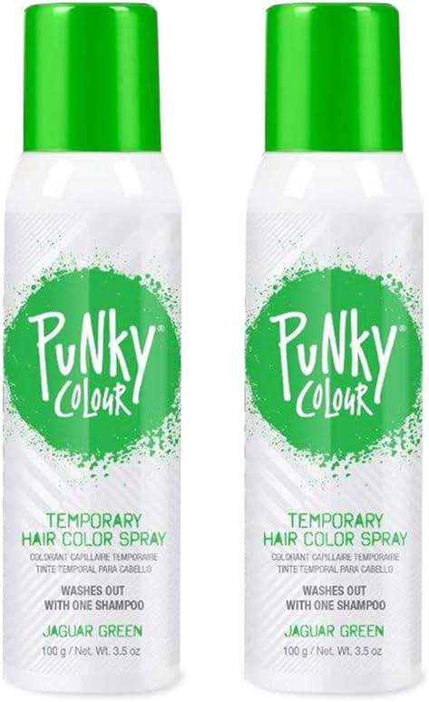 Punky Temporary Hair Color Spray – Jaguar Green, Instant Vivid Temporary Hair Dye for Women, Wash Out, Hair-Color Spray, 3.5 oz, 2 Pack - Image 1