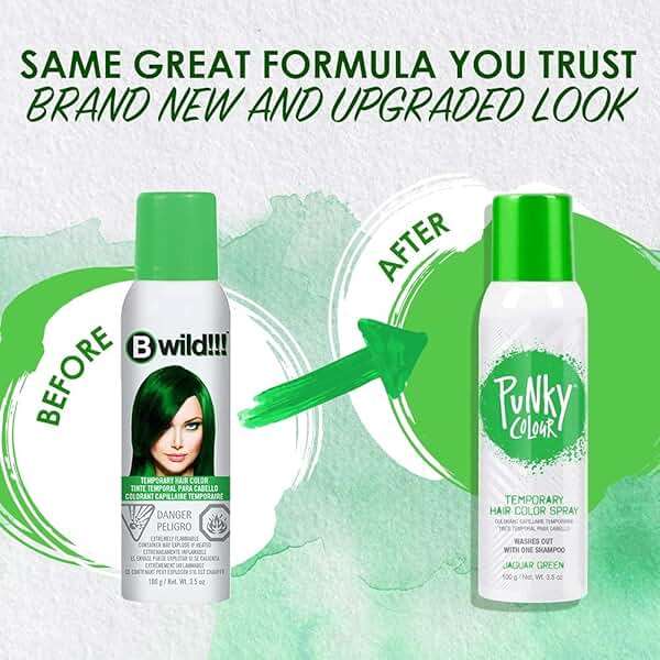Punky Temporary Hair Color Spray – Jaguar Green, Instant Vivid Temporary Hair Dye for Women, Wash Out, Hair-Color Spray, 3.5 oz, 2 Pack - Image 2