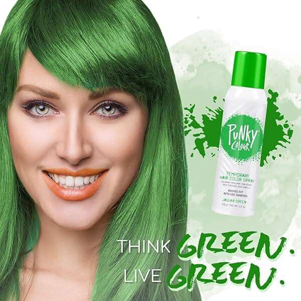 Punky Temporary Hair Color Spray – Jaguar Green, Instant Vivid Temporary Hair Dye for Women, Wash Out, Hair-Color Spray, 3.5 oz, 2 Pack - Image 3