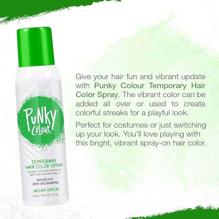 Punky Temporary Hair Color Spray – Jaguar Green, Instant Vivid Temporary Hair Dye for Women, Wash Out, Hair-Color Spray, 3.5 oz, 2 Pack - Image 4