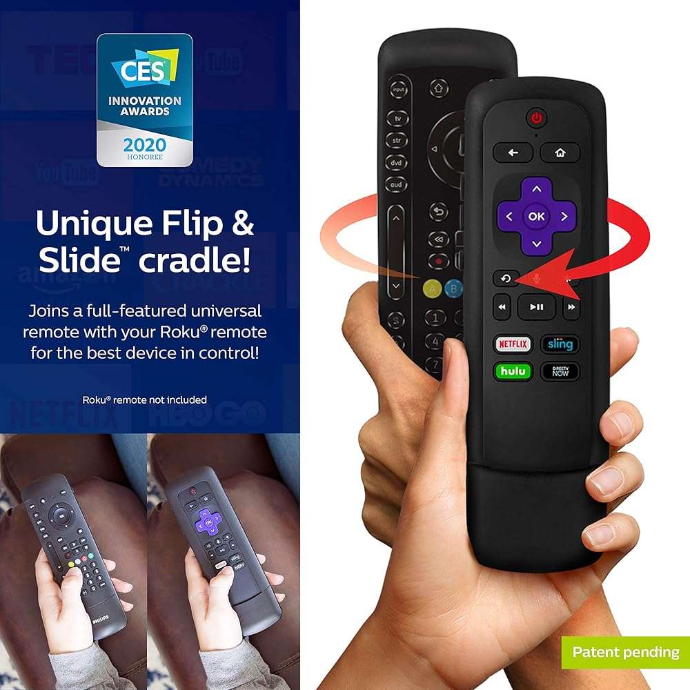 Philips Universal Remote Control for Roku TV Slide-in Cradle Roku Remote Replacement for use as Samsung TV Vizio Remote TCL LG 4-Device SRP2024R/27 - Image 3