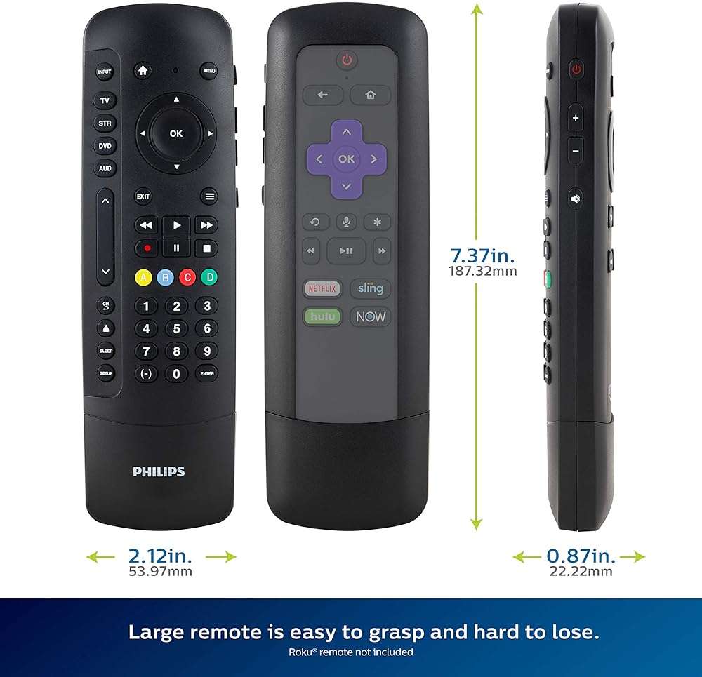 Philips Universal Remote Control for Roku TV Slide-in Cradle Roku Remote Replacement for use as Samsung TV Vizio Remote TCL LG 4-Device SRP2024R/27 - Image 7