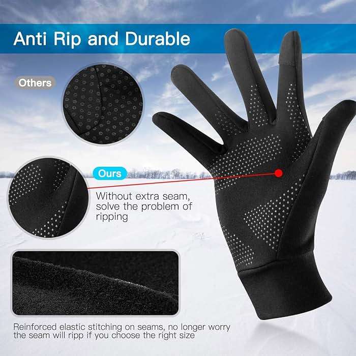 Unigear Lightweight Running Gloves, Touch Screen Anti-Slip Warm Gloves Liners for Cycling Biking Sporting Driving for Men Women - Image 4