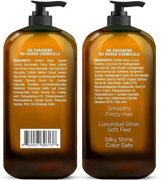MAJESTIC PURE Apple Cider Vinegar Shampoo and Avocado Coconut Conditioner Set - Restores Shine & Reduces Itchy Scalp, Dandruff & Frizz - Sulfate Free, for All Hair Types, Men and Women - 2 x 16 fl oz - Image 6