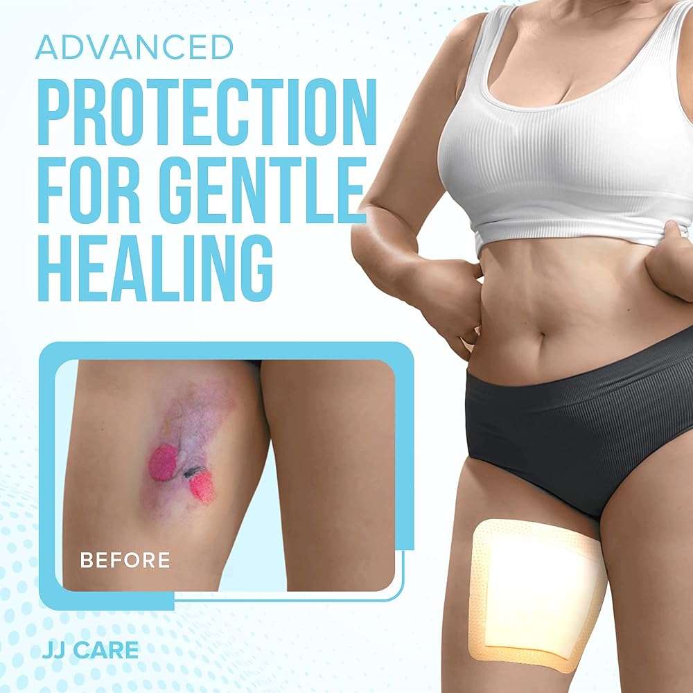 JJ CARE Silicone Foam Dressing 6x6 [Pack of 10], Silicone Bandages for Wounds, Waterproof Wound Dressing with Adhesive Border, Absorbent Bed Sore Bandages for Wound Care - Image 2