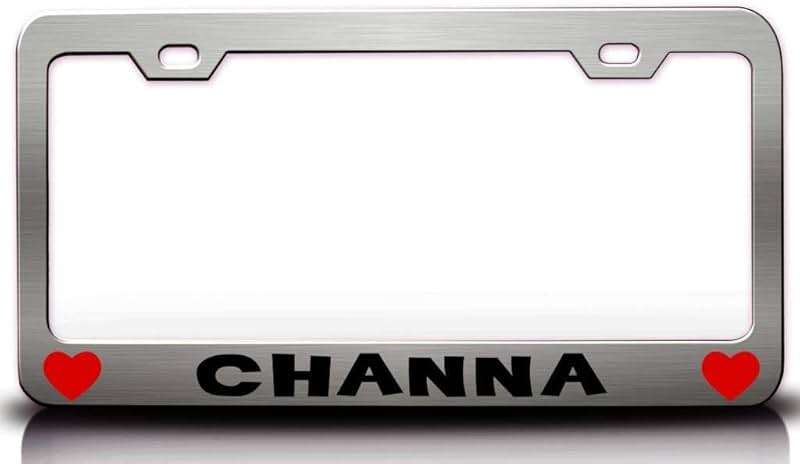 Custom Brother - Channa w/Hearts Metal Car SUV Truck License Plate Frame Ch n91 - Image 1