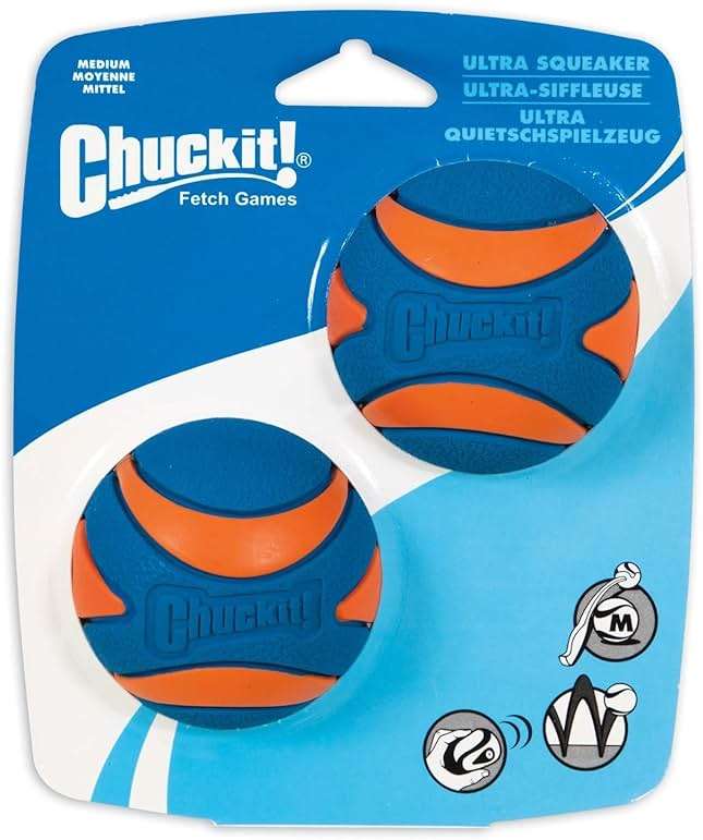 Chuckit! 6 Pack of Ultra Squeaker Ball Dog Toys, Medium, Whistles When Thrown - Image 1