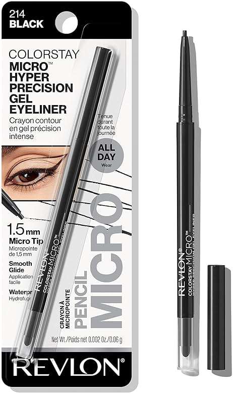 Revlon Gel Eyeliner, ColorStay Micro Hyper Precision Eye Makeup with Built-in Smudger, Waterproof, Longwearing with Micro Precision Tip, 214 Black, 0.002 oz - Image 1