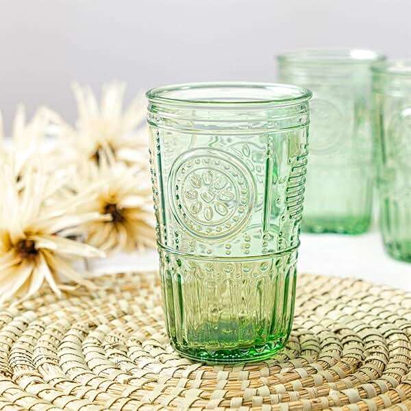 Bormioli Rocco Romantic Set Of 4 Cooler Glasses, 16 Oz. Colored Crystal Glass, Pastel Green, Made In Italy. - Image 2