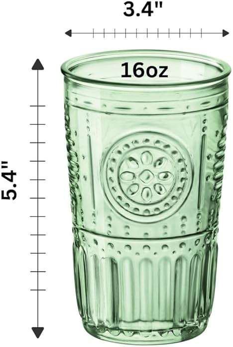 Bormioli Rocco Romantic Set Of 4 Cooler Glasses, 16 Oz. Colored Crystal Glass, Pastel Green, Made In Italy. - Image 3