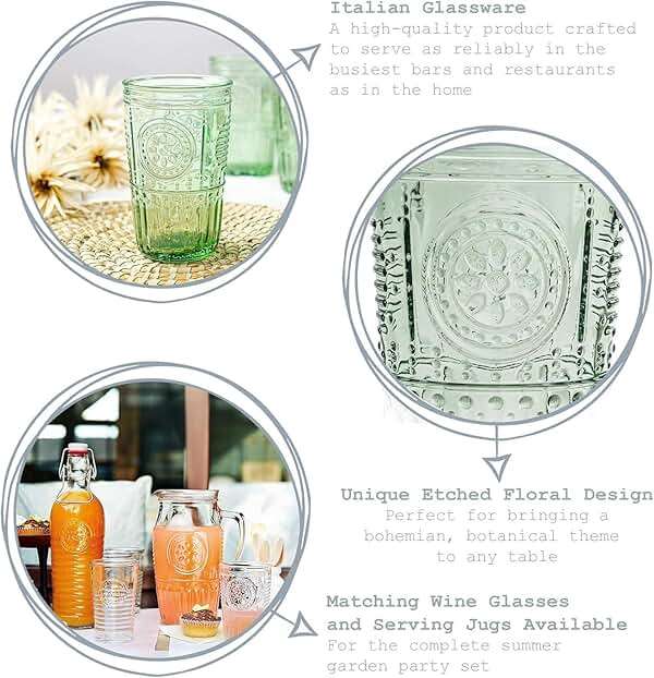 Bormioli Rocco Romantic Set Of 4 Cooler Glasses, 16 Oz. Colored Crystal Glass, Pastel Green, Made In Italy. - Image 4