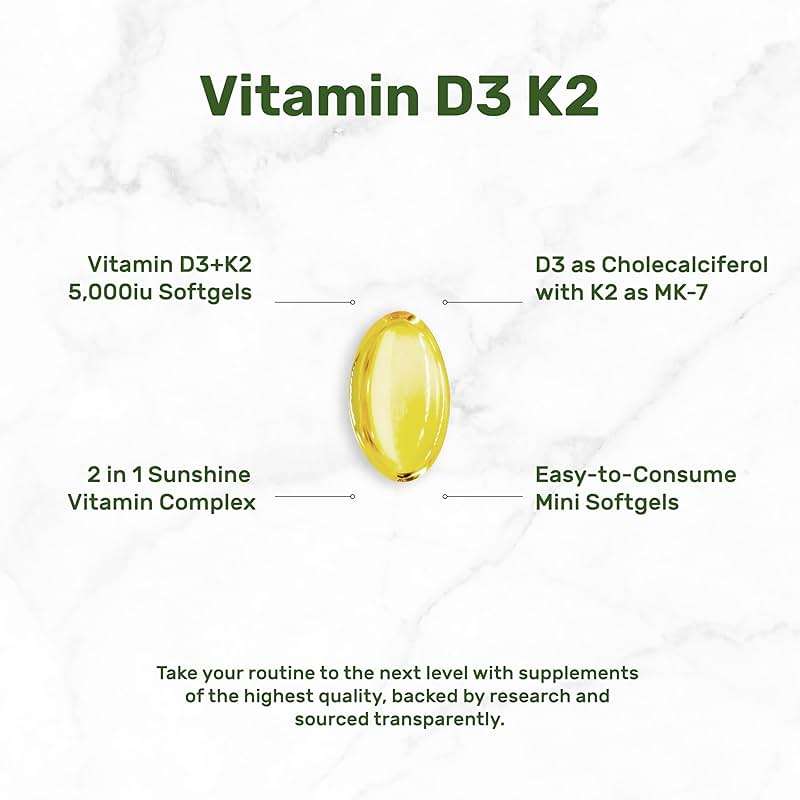 DEAL SUPPLEMENT Vitamin D3 5,000 IU + K2 MK7 Softgels, 250 Count | 2-in-1 Complex | Easy to Swallow - Image 3