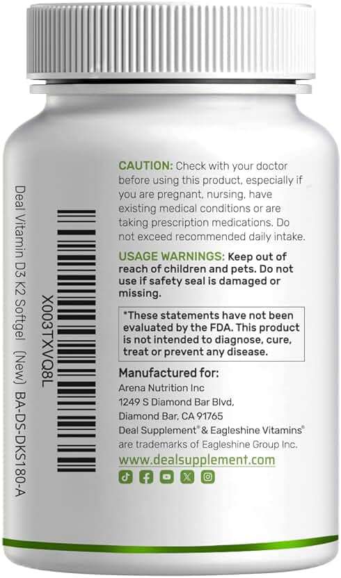 DEAL SUPPLEMENT Vitamin D3 5,000 IU + K2 MK7 Softgels, 250 Count | 2-in-1 Complex | Easy to Swallow - Image 7