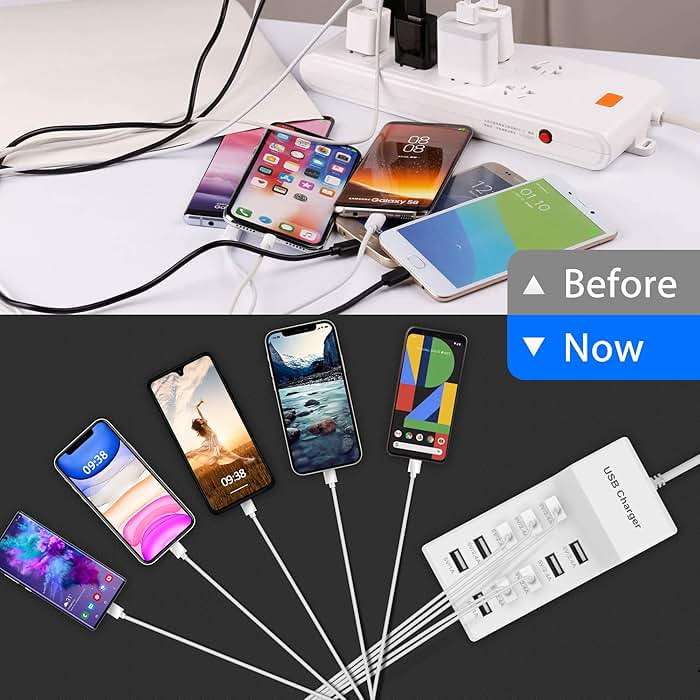 USB Charger USBA Wall Charger with Rapid Charging Auto Detect Technology Safety Guaranteed 10-Port Family-Sized Smart USB-A Ports for Multiple Devices Smart Phone Tablet Laptop Computer - Image 6