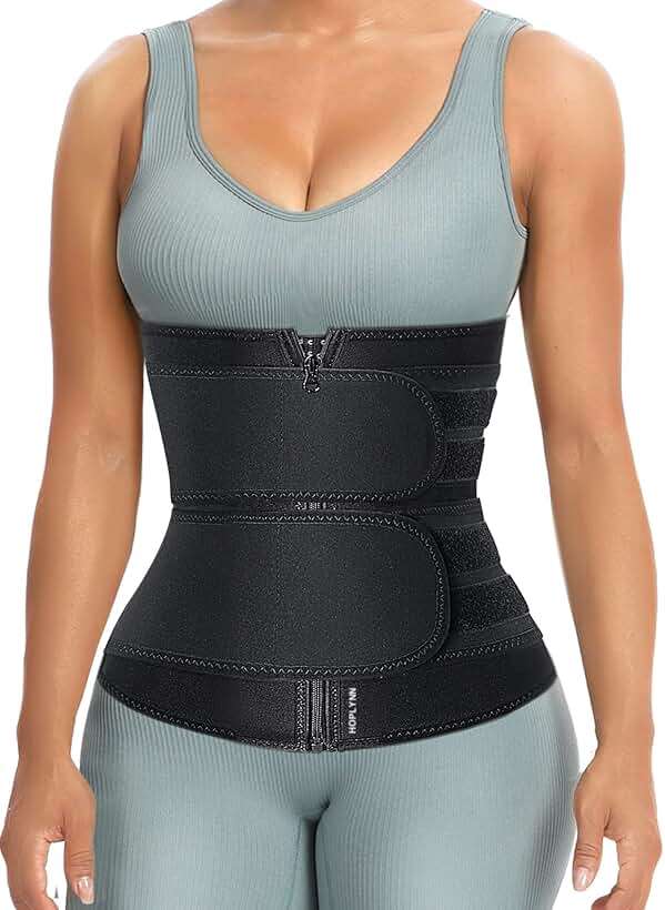HOPLYNN Sweat Waist Trainer for Women Two Belts, Neoprene Workout Corset Waist Trainer Cincher Trimmer Shaper Zipper - Image 2