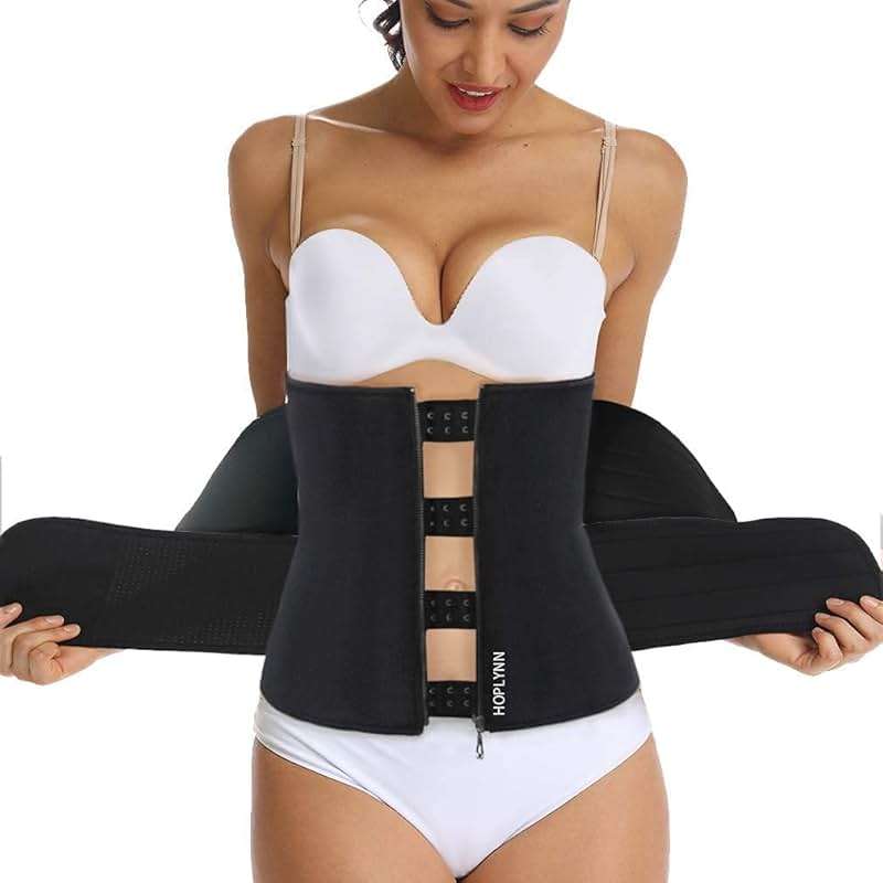 HOPLYNN Sweat Waist Trainer for Women Two Belts, Neoprene Workout Corset Waist Trainer Cincher Trimmer Shaper Zipper - Image 3