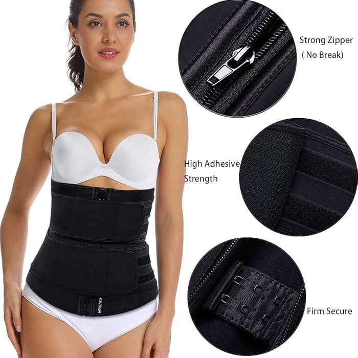 HOPLYNN Sweat Waist Trainer for Women Two Belts, Neoprene Workout Corset Waist Trainer Cincher Trimmer Shaper Zipper - Image 5