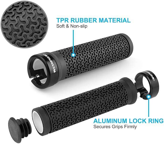 GPMTER Bike Handlebar Grips, Single Lock on Bicycle Handle Bar, for BMX, Mountain, MTB, Beach Cruiser, Scooter, Folding Bike, Soft Non-Slip-Rubber Hand Grip Comfortable Ergonomic - Image 4