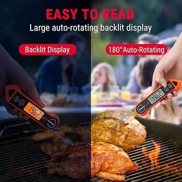 TempPro TP19H Digital Meat Thermometer for Cooking, 1 Sec Instant Read Food Thermometer with Motion-Sensing Wake for BBQ Grill Oil Fry Candy for Fathers Day Gift for Dad Men (Previously ThermoPro) - Image 3