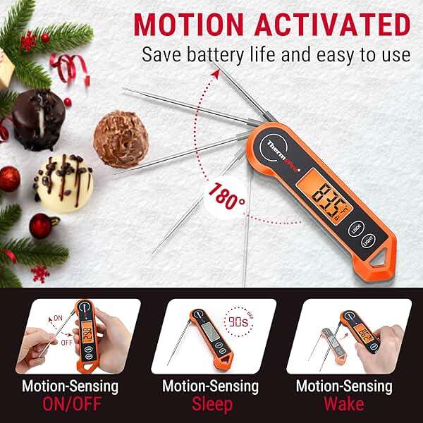 TempPro TP19H Digital Meat Thermometer for Cooking, 1 Sec Instant Read Food Thermometer with Motion-Sensing Wake for BBQ Grill Oil Fry Candy for Fathers Day Gift for Dad Men (Previously ThermoPro) - Image 5