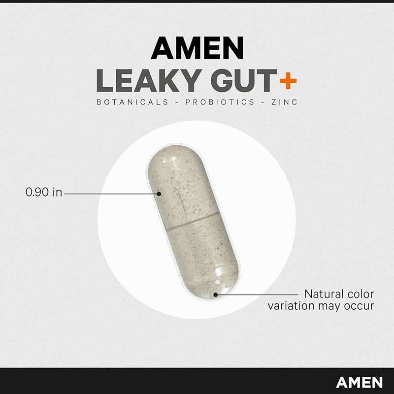 Amen Leaky Gut Supplement - Advanced Formula with Bioavailable L Glutamine, Zinc, Turmeric, DGL Licorice Root - Marshmallow Root - Probiotics & Fermented Prebiotics - Vegan, Non-GMO - 90 Capsules - Image 9