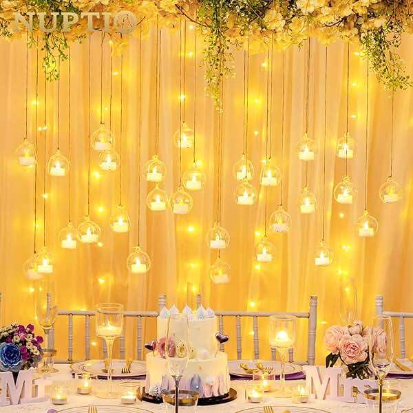 NUPTIO Mini Hanging Glass Tealight Globe Candle Holder with LED Candle, 2.36 Inches Diameter, Wedding Party Tree Decoration (36 Pcs) - Image 4