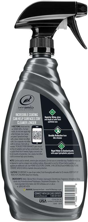 Turtle Wax Hybrid Solutions Ceramic Spray Coating, High Shine Car Wax, Offers Durable Paint Protection, Extreme Water Beading Action, Safe for Glass, Wheels, Trim and More, 16 oz (Pack of 1) - Image 6