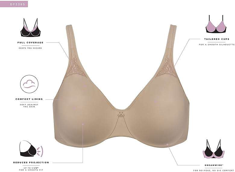 Bali Women's Minimizer Bras for Women - Passion for Comfort Underwire Bras - Adjustable Support, Plus Size Women - Image 4
