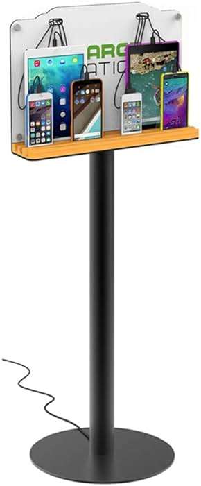 VIPATEY Tower Floor Stand Public Cell Phone Charging Station 8 Ports High Speed Cables Applicable Airport Station Hospitals Banks Compatible with Smartphones Tablets and More - Image 1