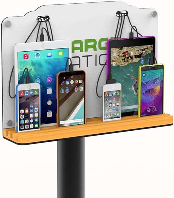 VIPATEY Tower Floor Stand Public Cell Phone Charging Station 8 Ports High Speed Cables Applicable Airport Station Hospitals Banks Compatible with Smartphones Tablets and More - Image 3