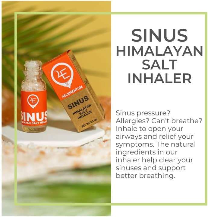 4E 4ELEMENTUM NATURE'S CONSTITUENTS Sinus Himalayan Salt Inhaler - Infused with Natural Eucalyptus, Peppermint and Rosemary - Supports Relief from Allergies, Colds, and Congestion - Image 3