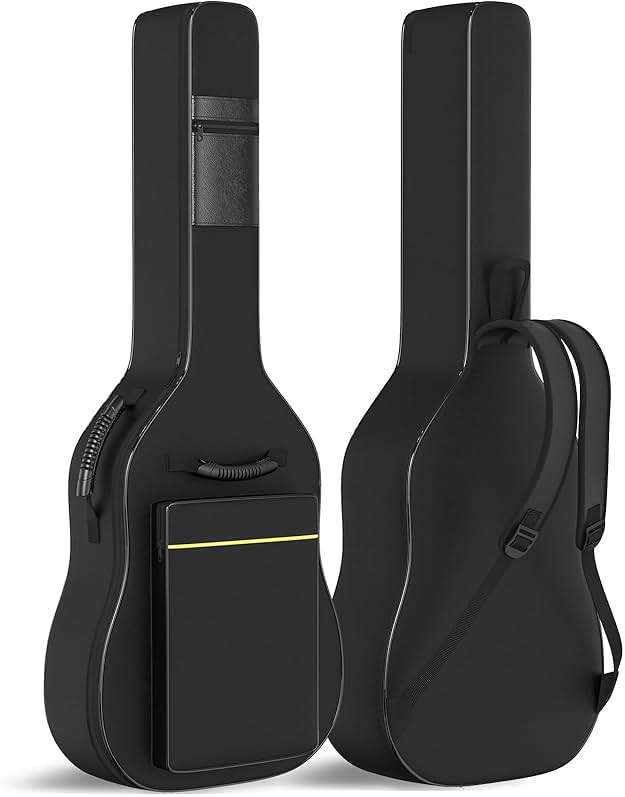 GLEAM Acoustic Guitar Gig Bag - 0.35 Inch Foam Padding Fit 39-41 Inch, Waterproof, Black with Hanger Loop - Image 1
