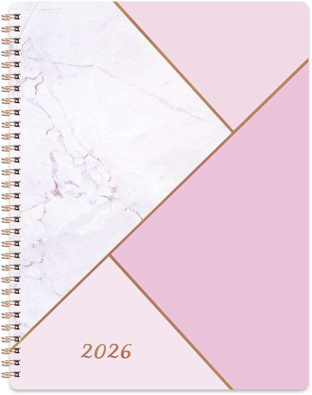 Planner 2026-2027 - Academic Planner 2026-2027, Jul. 2026 - June. 2027, 8" x 10", Planner Weekly and Monthly with Tabs, Planners 2026, 12 Month Calendar with Colourful Tabs, Twin-Wire Binding - Pink Marble - Image 1
