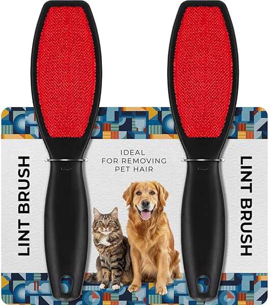 DecorRack (2 Pack) Double-Sided Lint Brushes, Pet Hair Remover Brush for Clothes and Furniture, Remove Cat and Dog Fur from Fabric Carpet and Clothing, Lint Removal Brush, Portable, Reusable (2 Pack) - Image 1