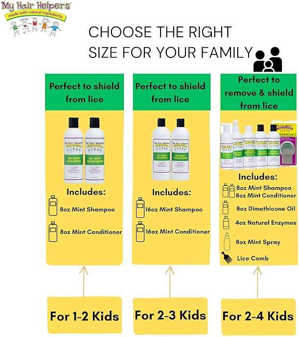 My Hair Helpers Lice Defense and Prevention Shampoo & Conditioner Bundle for Kids, Peppermint Scent, Safe for Daily Use, Works on 1-2 Children, 8 Ounces Each - Image 4