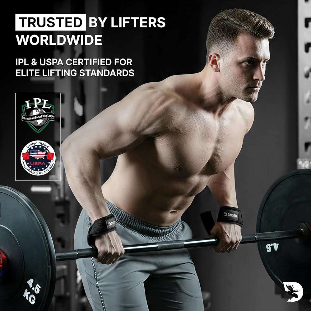 DMoose Fitness Lifting Straps 24" (Pair) - 5mm Padded Durable Wrist Straps for Weightlifting & Powerlifting - Cotton Lifting Strap with Silicone Grip for Men & Women - Deadlift Strap for Gym Workout - Image 6