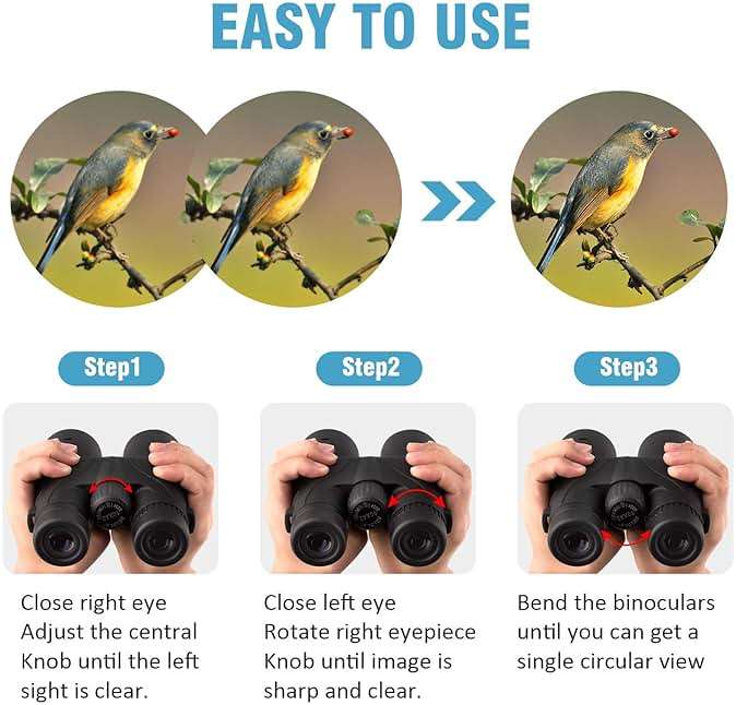 10x42 Binoculars for Adults - Professional HD Roof BAK4 Prism Lens Binoculars for Bird Watching, Hunting, Travel, Sports, Cruise, with Carrying Bag (1.1Lbs) - Image 5