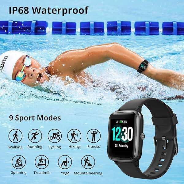 Fitpolo Fitness Tracker with Heart Rate Monitor, Smart Watch 1.8 inches Color Touch Screen IP68 Waterproof Step Calorie Counter Sleep Monitoring Pedometer Watches Activity Tracker for Women Men - Image 3
