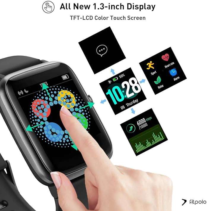 Fitpolo Fitness Tracker with Heart Rate Monitor, Smart Watch 1.8 inches Color Touch Screen IP68 Waterproof Step Calorie Counter Sleep Monitoring Pedometer Watches Activity Tracker for Women Men - Image 5