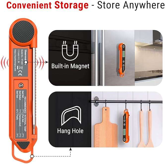 ThermoPro Digital Instant Read Meat Thermometer for Grilling Waterproof Kitchen Food Thermometer with Calibration & Backlight Smoker Oil Fry Candy Thermometer with Temperature Indicators - Image 5